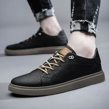 Moda în aer liber Elastic din Piele Pantofi din Piele Casual Pantofi pentru Bărbați Adidași Pantofi de Skateboarding Toate-Meci de Pantofi Confortabili