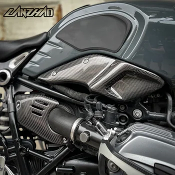 Motocicleta de Admisie mai Scurt Țeavă + Capac din Fibra de Carbon Partea Protector Heat-shield Decorator pentru BMW R NINE T NINET RNINET 2015-2022