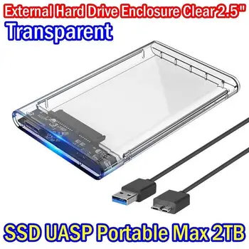USB 3.0 Transparent 2.5 Inch, SATA3 5gbps Hard Disk Cabina Caddy Caz Extern Pentru HDD/SSD de 128*79*13mm Hard Disk Caz