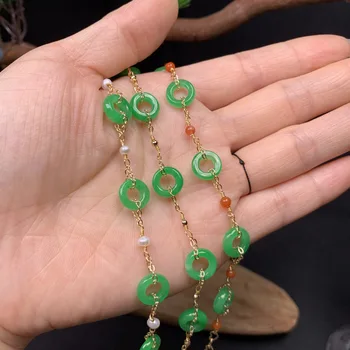 Jad verde Gogoasa Bratari pentru Femei Sculptate Naturale de Smarald Șirag de mărgele Bijuterii Piatră prețioasă Cadouri Argint 925 Talismane Farmecele de Epocă