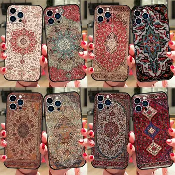 Covor persan Model Floral Telefon Caz Pentru iPhone 12 13 Mini 11 14 Pro XS Max 6 7 8 Plus SE 2020 X XR Capac de Silicon