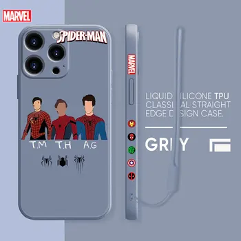 De lux Lichid de Silicon de Caz Pentru iPhone 13 12 11 Pro Max Mini X XR XS Max 7 8 6 6s Plus SE Shell Marvel Spiderman Salva Iubita