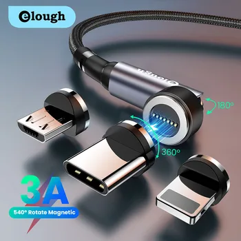 Elough 540 Roti Magnetic Cablu Pentru iPhone 13 12 11 Xiaomi 3A Încărcare Rapidă Încărcător Micro USB de Tip C Cablu USB de Date C Cablu de Sârmă