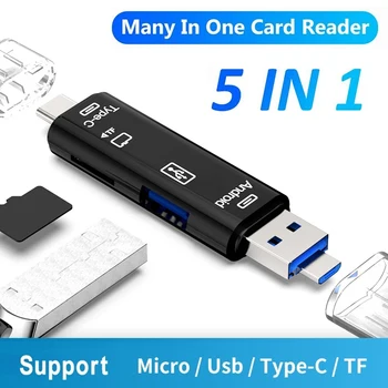 5 In 1 Multifunctional Usb 2.0 Tip C/Usb /Micro Usb/Tf/SD Cititor de Carduri de Memorie OTG Card Reader Adaptor de Telefon Mobil Accesorii