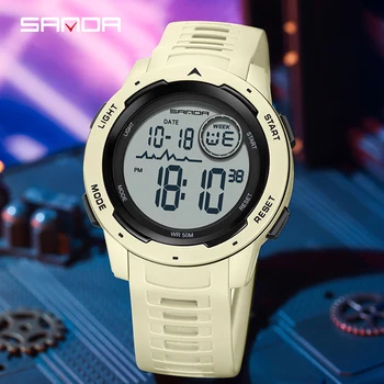 SANDA Oameni de Sport Electronic Ceas de Lux Cronometru Lumină Led-uri Impermeabil Ceas de Moda pentru Bărbați Ceas Digital Japonia Baterie