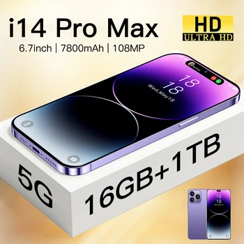 2023 Versiune Globală i14 Pro Max 5G Smartphone 16GB + 1TB 6.7 inch Celulare 10 Rețelei centrale 108MP Deblocat Dual SIM Telefoane Mobile