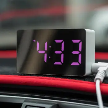 7 * 4 cm Mini Birou Ceas cu Alarmă Digital Oglindă cu Led-uri de Afișare de Mari dimensiuni Dormitor Snooze Timer Acasă Electronic Ceas de Masa Usb Constantă Lig