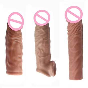 Realist Extindere Penisului Penis Sleeve Reutilizabile Din Silicon Pentru Mărirea Penisului Delay Prezervative Pentru Barbati Penis Enhancer Jucarii Sexuale