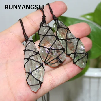 Runyangshi 1 buc 100% Naturale cristal verde piatră brută pandantiv energie apotropaic Colier Unic