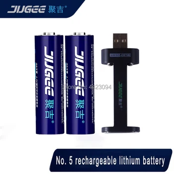 jugee 2 buc de 1,5 v 2000mah baterie litiu AA usb reîncărcabilă 3000mWh Li-polymer li-ion polimer litiu baterii +1 Incarcator USB