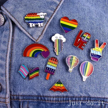 De înaltă calitate Mândrie Steaguri Curcubeu Brosa Intersexuale Email Ace de Inima Drăguț Gay Broșe Insigna Jachete din Denim Bijuterii pentru Copii Femei