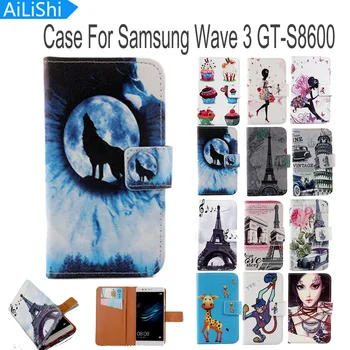AiLiShi Flip PU Piele Caz Pentru Samsung Wave 3 GT-S8600 Caz de Moda de Desene animate Pictate Capac de Protectie Piele Cu Slot pentru Card