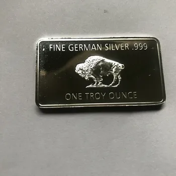 5 Buc Non Magnetice Buffalo 1 OZ Silver Placat cu Monedă Galben Stone Park Animal Lingou Insigna 50 Mm x 28 Mm Colectie Baruri