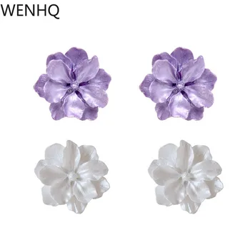 WENHQ New Sosire Șurub Clip pe Cercei Nu Străpuns pentru Femei Petrecerea de Ziua Elegant Forma de Floare Manșetă Cercei Moda Bijuterii