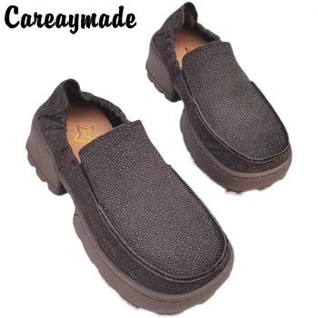 Careaymade-100% din Piele cu talpă groasă brioșă pantofi pentru femei,minorități design, original, unic pantofi cusute tata pantofi size35-45