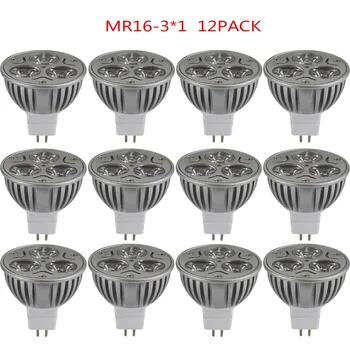 12p Putere Mare Alb Rece Bec LED Lampa 3 - 4W AC/DC 6V 12V 24V 36V MR16 GU5.3 Metal Reflectoarelor Cupa Lumini Plafon Și Super Luminoase