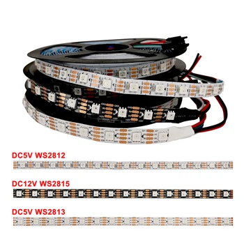 DC5V WS2812B WS2813 DC12V WS2815 Inteligent RGB LED Strip Individual Adresabile Bandă de Lumină 30/60/144 Pixeli/M 1m 2m 3m 4m 5m
