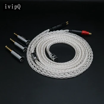 ivipQ—37 12 Core Argint Modular Plug (2.5 mm+3.5 mm+4.4 mm) Cască de Upgrade de Cablu Pentru HD580 HD650 HD800 HIFIMAN ANANDA