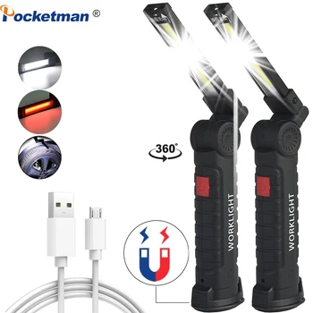 Lumina de lucru Ultra Luminos LED COB lanterna Magnetica 5 moduri USB Reîncărcabilă lanterna lampa impermeabil Camping Reparații Auto