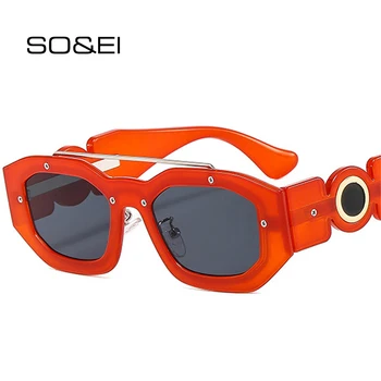 DECI&EI de Moda Unic Poligon Pătrat Dublu Poduri Femei ochelari de Soare Retro Brand Designer de Colorat Nuante UV400 Bărbați Ochelari de Soare