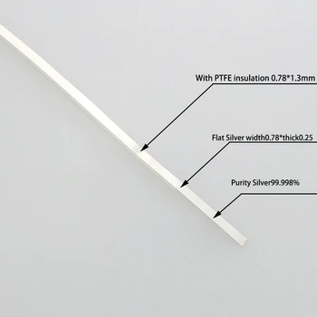 High-End 4N Argint Dreptunghiulara Pur Sârmă de Argint 0.78mmx1.3mm DIY Cablu Audio Difuzor Cablu de Alimentare Cârlig de sârmă F7825
