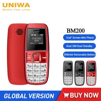 UNIWA BM200 0.66 Inch Mini Telefon MT6261D GSM 350mAh Telefoane mobile cu Tastatura Buton Dual SIM Dual Standby Telefon pentru Copii
