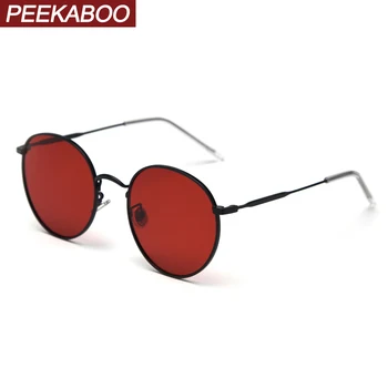 Peekaboo metal rotund ochelari de soare femei polarizate de culoare roșu-portocaliu retro ochelari de soare pentru barbati ochelari de conducere accesorii 2019 vara