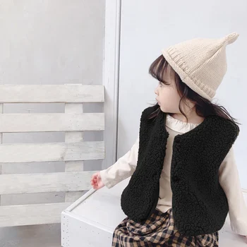 Toamna Iarna Coreean Fete Paltoane Jacheta De Culoare Pură Lână Cald Moda Îngroșat Strat De Drăguț Dulce Baby Girl Haine Topuri