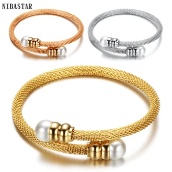 Moda Bijuterii Perla de Vânzare FIERBINTE Noi Femeile Cablu Brățări de Culoare de Aur 316l din Oțel Inoxidabil Brățări Brățări