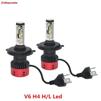 2 buc V6 H15 H4 LED Bec Far Kituri de 55W Cu Mașina Nivel Margele Lampa de Eroare Gratuit-Hi Low Dual Beam/DRL pe Timp de Zi Circuland Lumini Auto