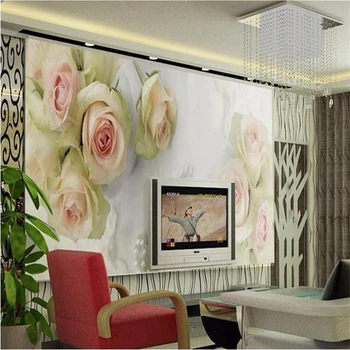 beibehang Foto Personalizate gazete de perete decor acasă 3D Mari picturi Murale Trandafir alb canapea camera de zi dormitor murală tapet pentru pereți 3 d